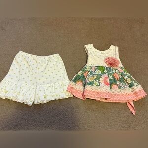 Floral Kids Matching Set - Green and Pink